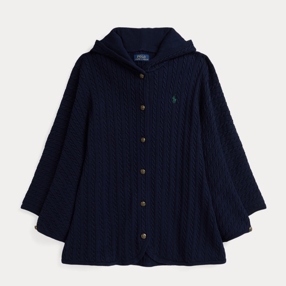 NWT polo Ralph Lauren mini cable cotton hooded poncho size L/XL 7-16 kid